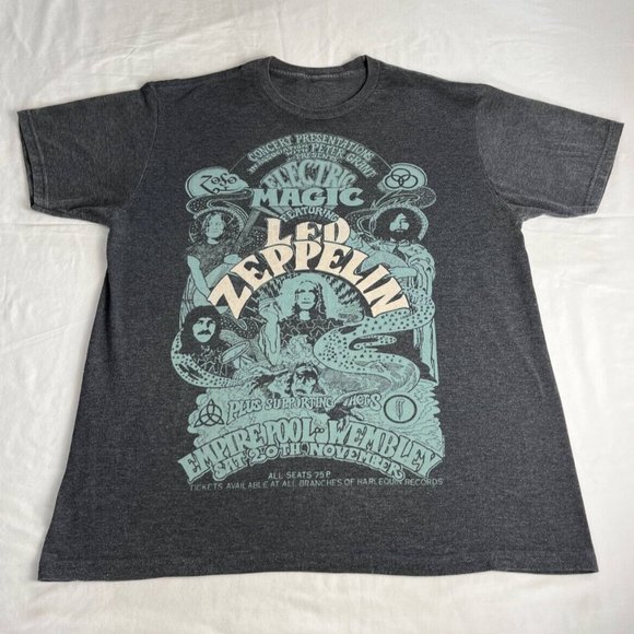 LED Zepplin T-Shirt Top Women's Gray/Blue Size XL Crew Neck Short Sleeve Cotton - Picture 8 of 8